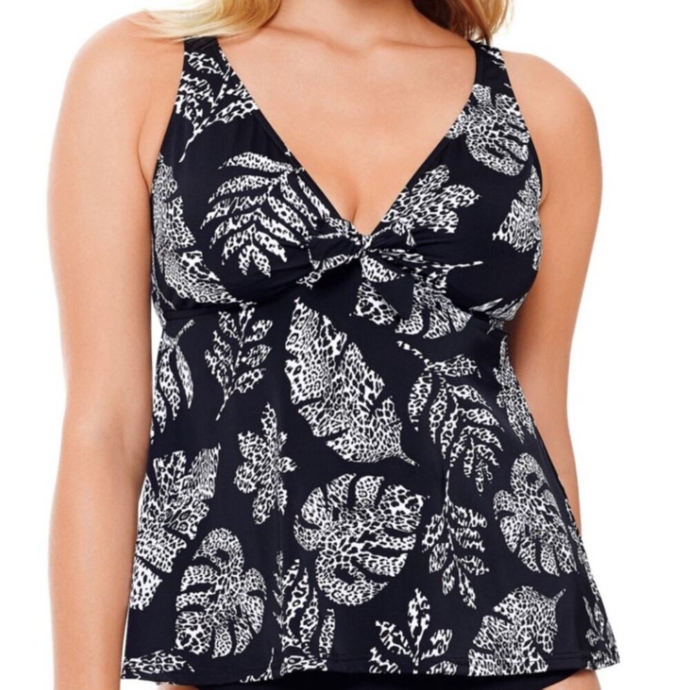Swim solution leaves underwire tankini swim top